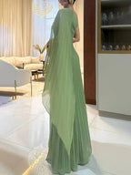 Elegant Flowing Pleated Off-the-Shoulder Maxi Dress