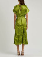 Elegantes Satin-Midi-Kleid mit einzigartigem Jacquard-Print