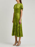 Elegantes Satin-Midi-Kleid mit einzigartigem Jacquard-Print